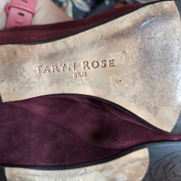 Taryn Rose Keshy Wedge Slip Ons Port Wine Suede 8.5M - Picture 6 of 10